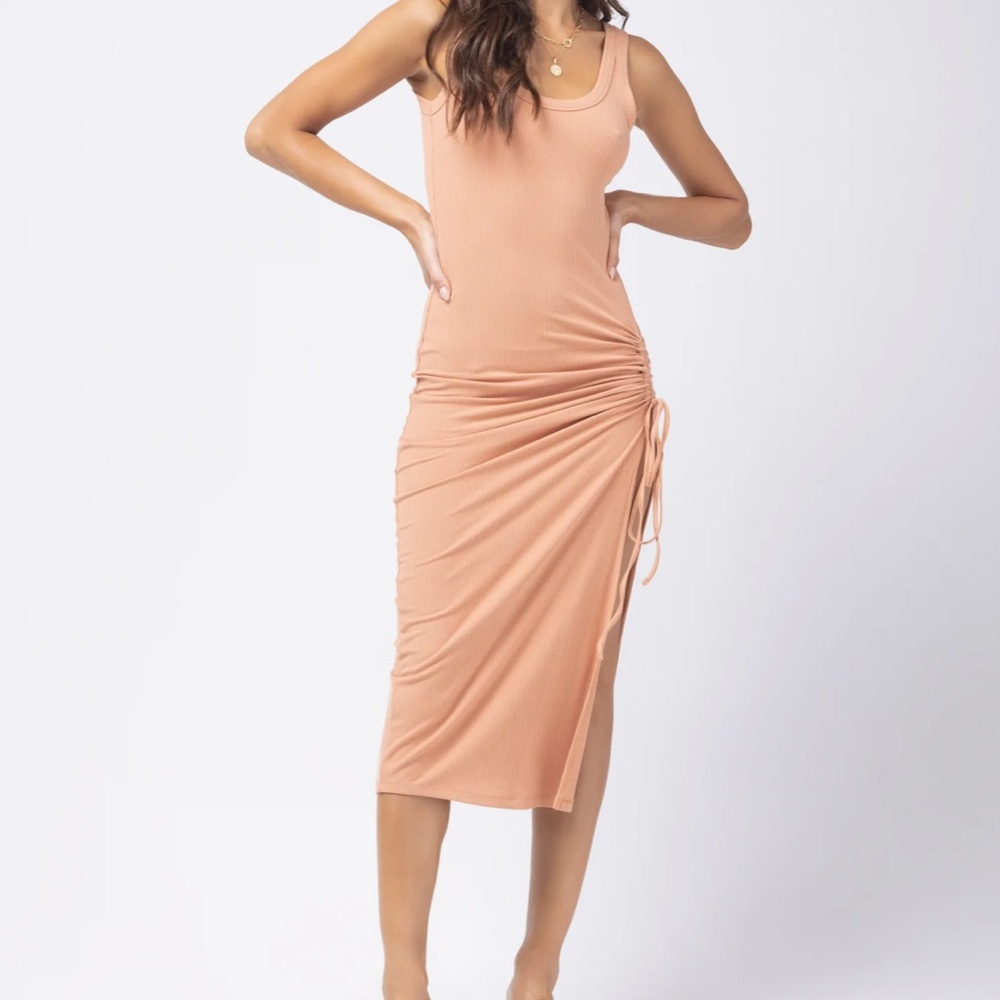 L*Space Sandpiper Ribbed Midi Dress. Size small. Color Putty.
